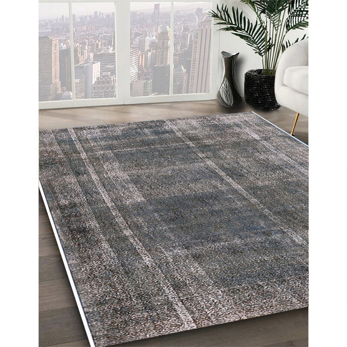 Mid-Century Modern Gray Oriental Rug in Family Room, urb2198