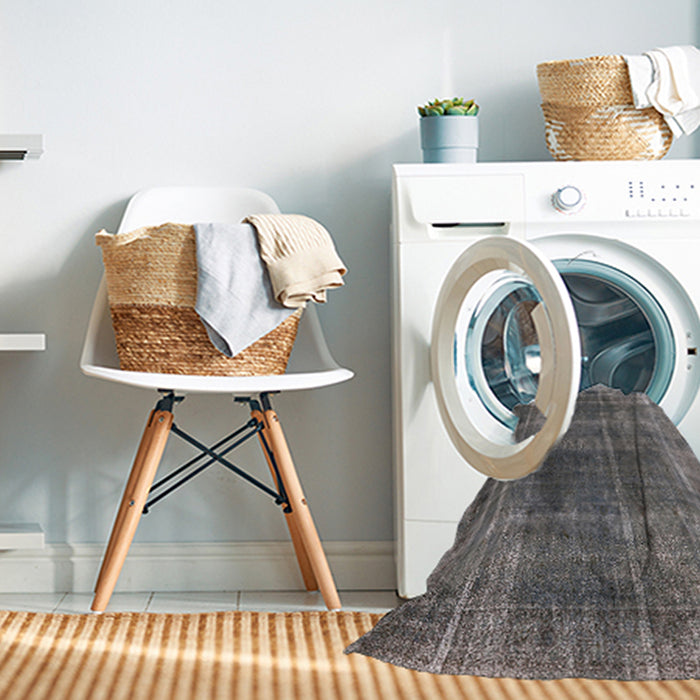 Machine Washable Industrial Modern Gray Rug in a Washing Machine, wshurb2198
