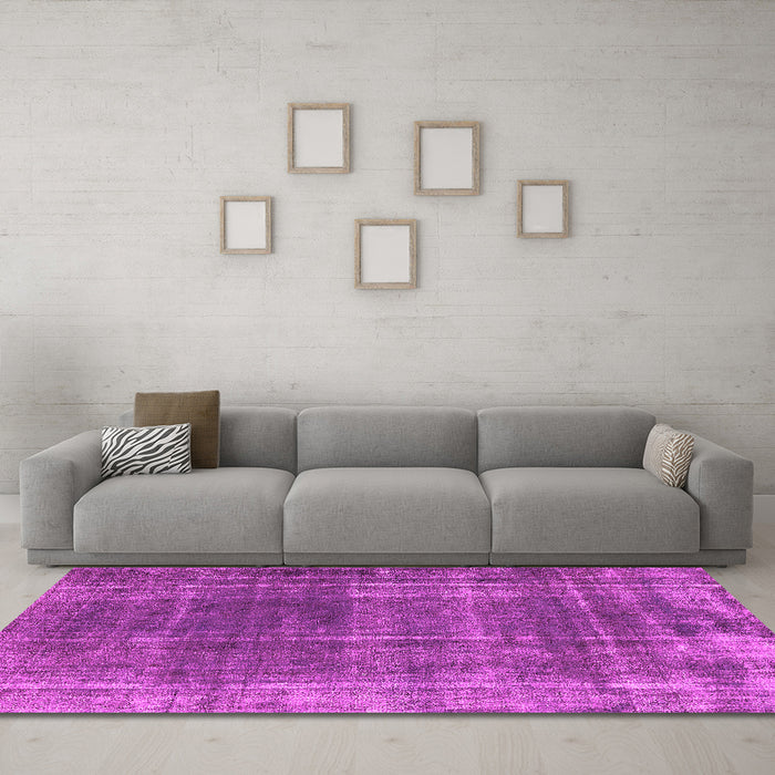Machine Washable Oriental Pink Industrial Rug in a Living Room, wshurb2198pnk