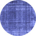 Round Oriental Blue Industrial Rug, urb2198blu