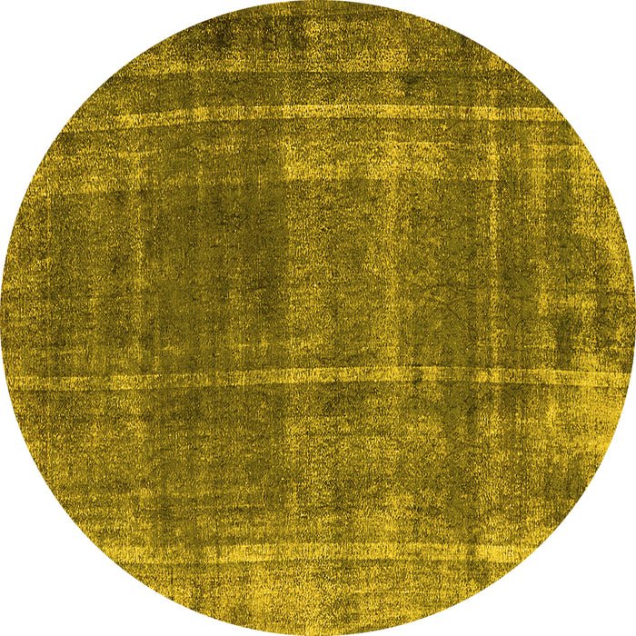 Round Machine Washable Oriental Yellow Industrial Rug, wshurb2198yw
