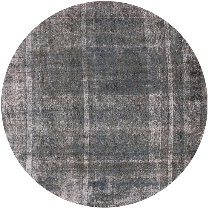 Round Mid-Century Modern Gray Oriental Rug, urb2198