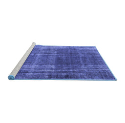 Sideview of Machine Washable Oriental Blue Industrial Rug, wshurb2198blu
