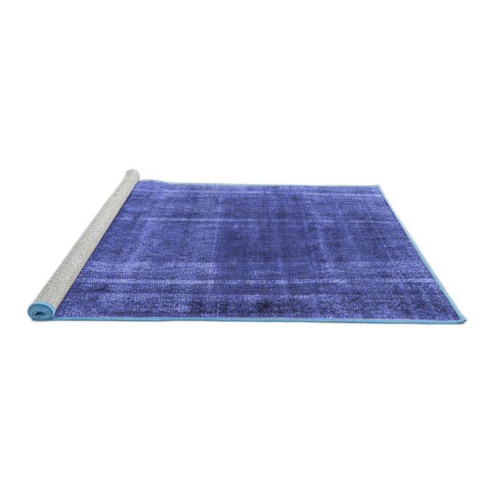 Sideview of Machine Washable Oriental Blue Industrial Rug, wshurb2198blu