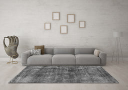 Machine Washable Oriental Gray Industrial Rug in a Living Room,, wshurb2199gry