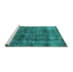 Sideview of Machine Washable Oriental Turquoise Industrial Area Rugs, wshurb2199turq