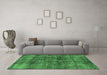 Machine Washable Oriental Emerald Green Industrial Area Rugs in a Living Room,, wshurb2199emgrn