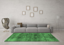 Machine Washable Oriental Emerald Green Industrial Area Rugs in a Living Room,, wshurb2199emgrn