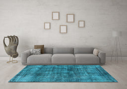 Machine Washable Oriental Light Blue Industrial Rug in a Living Room, wshurb2199lblu
