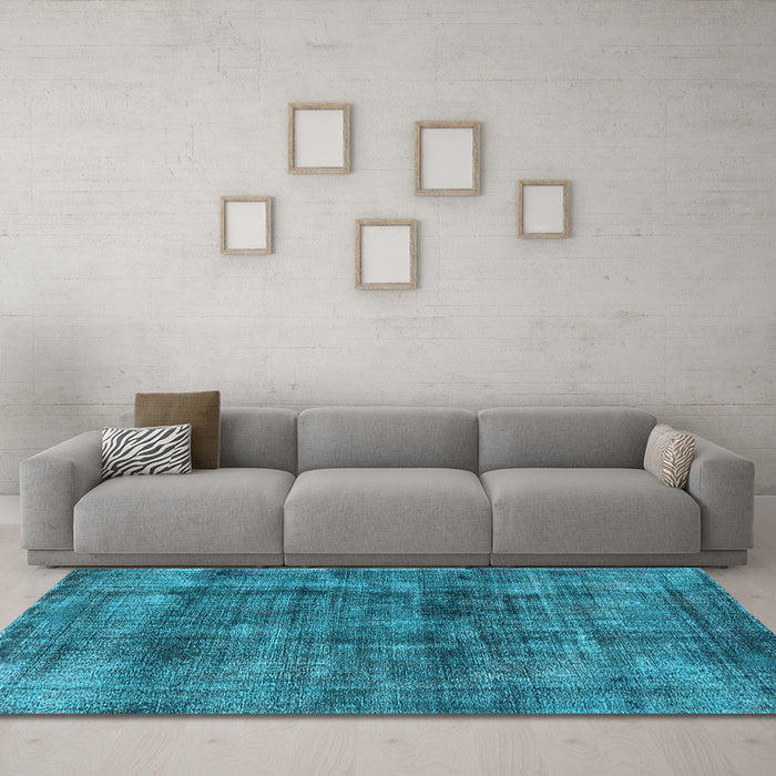 Machine Washable Oriental Light Blue Industrial Rug in a Living Room, wshurb2199lblu