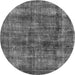 Round Machine Washable Oriental Gray Industrial Rug, wshurb2199gry