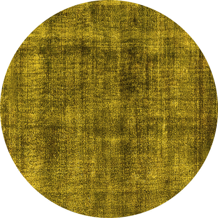 Round Oriental Yellow Industrial Rug, urb2199yw