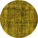 Round Oriental Yellow Industrial Rug, urb2199yw