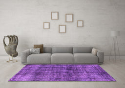 Machine Washable Oriental Purple Industrial Area Rugs in a Living Room, wshurb2199pur