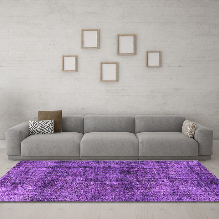 Machine Washable Oriental Purple Industrial Area Rugs in a Living Room, wshurb2199pur