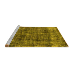 Sideview of Machine Washable Oriental Yellow Industrial Rug, wshurb2199yw