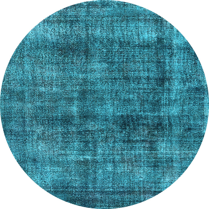 Round Machine Washable Oriental Light Blue Industrial Rug, wshurb2199lblu
