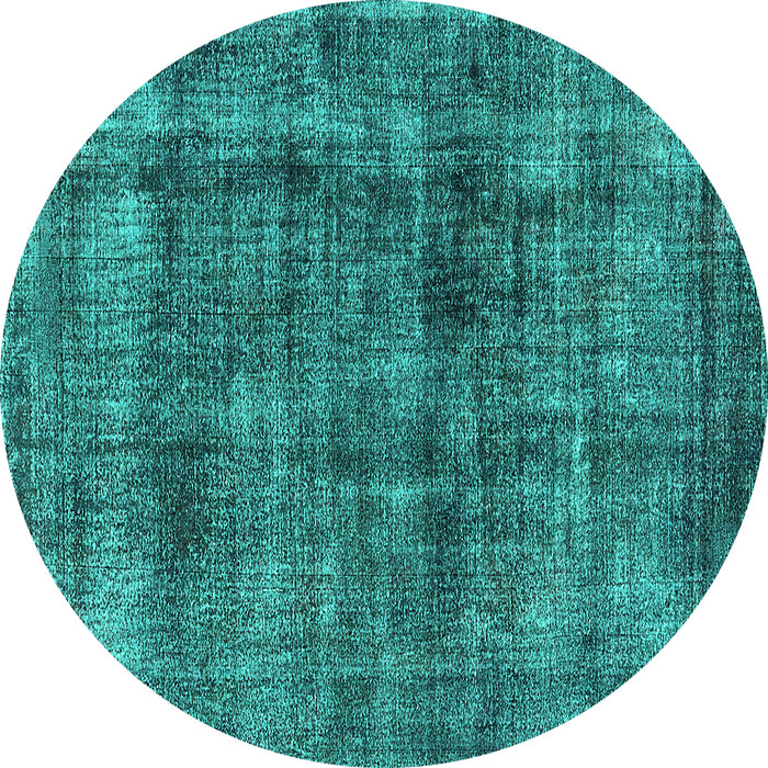 Round Oriental Turquoise Industrial Rug, urb2199turq