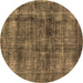 Round Oriental Brown Industrial Rug, urb2199brn