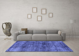 Machine Washable Oriental Blue Industrial Rug in a Living Room, wshurb2199blu