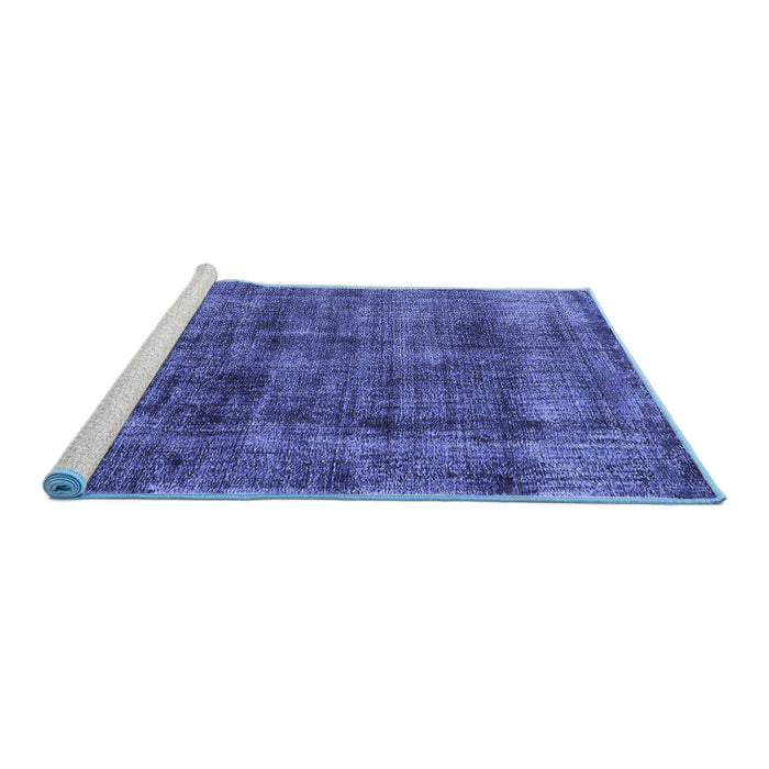Sideview of Machine Washable Oriental Blue Industrial Rug, wshurb2199blu