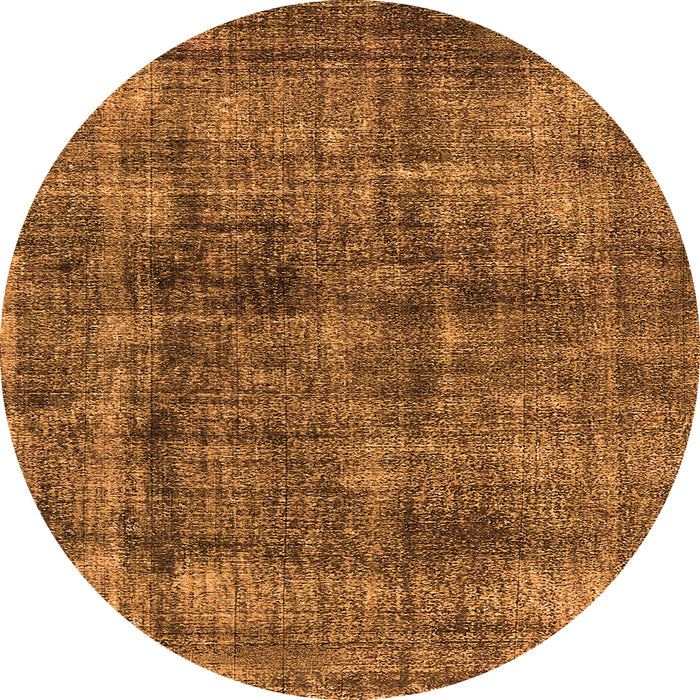 Round Machine Washable Oriental Orange Industrial Area Rugs, wshurb2199org