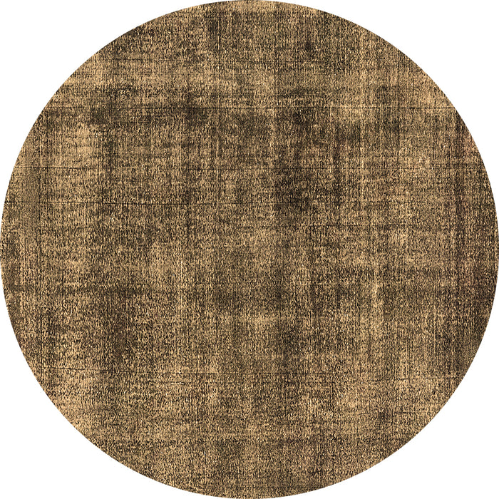 Round Machine Washable Oriental Brown Industrial Rug, wshurb2199brn