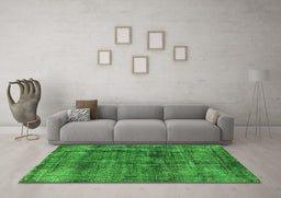 Machine Washable Oriental Green Industrial Area Rugs in a Living Room,, wshurb2199grn