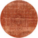 Round Mid-Century Modern Bright Orange Oriental Rug, urb2200