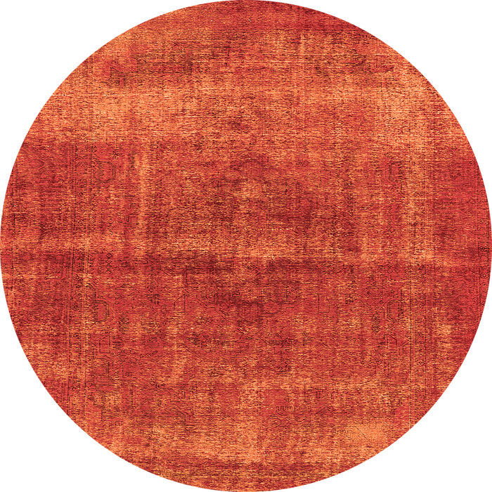 Round Machine Washable Oriental Orange Industrial Area Rugs, wshurb2200org