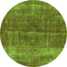 Round Oriental Green Industrial Rug, urb2200grn