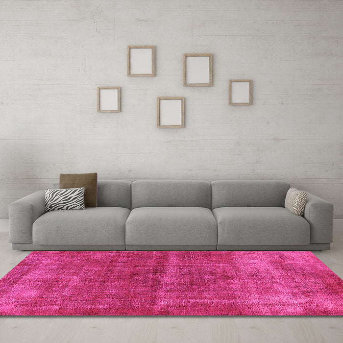 Machine Washable Oriental Pink Industrial Rug in a Living Room, wshurb2200pnk
