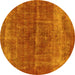 Round Oriental Yellow Industrial Rug, urb2200yw