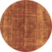 Round Oriental Brown Industrial Rug, urb2200brn