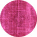 Round Machine Washable Oriental Pink Industrial Rug, wshurb2200pnk