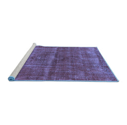 Sideview of Machine Washable Oriental Blue Industrial Rug, wshurb2200blu