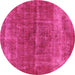 Round Oriental Pink Industrial Rug, urb2200pnk