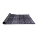 Sideview of Mid-Century Modern Charcoal Blue Oriental Rug, urb2201