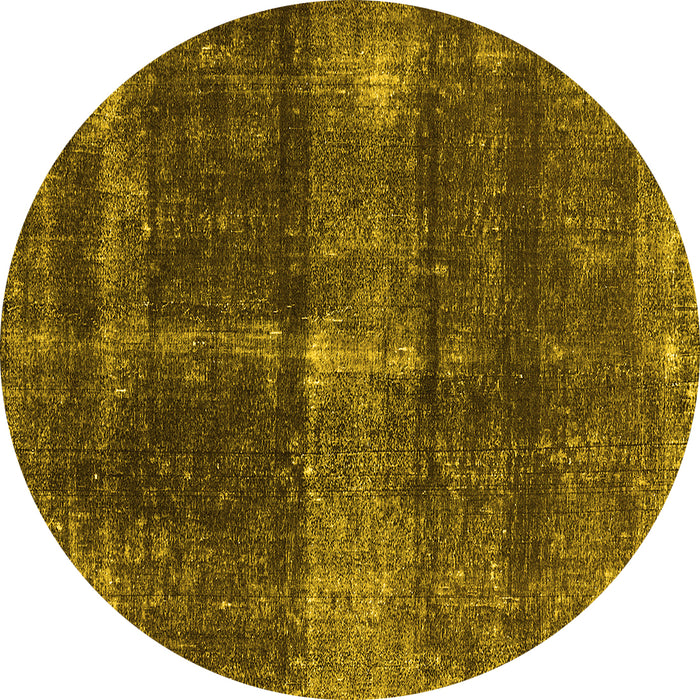 Round Machine Washable Oriental Yellow Industrial Rug, wshurb2201yw