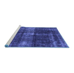 Sideview of Machine Washable Oriental Blue Industrial Rug, wshurb2201blu