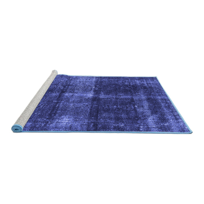 Sideview of Machine Washable Oriental Blue Industrial Rug, wshurb2201blu