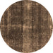 Round Oriental Brown Industrial Rug, urb2201brn