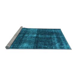 Sideview of Machine Washable Oriental Light Blue Industrial Rug, wshurb2201lblu