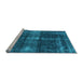 Sideview of Machine Washable Oriental Light Blue Industrial Rug, wshurb2201lblu