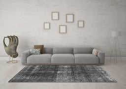 Machine Washable Oriental Gray Industrial Rug in a Living Room,, wshurb2201gry