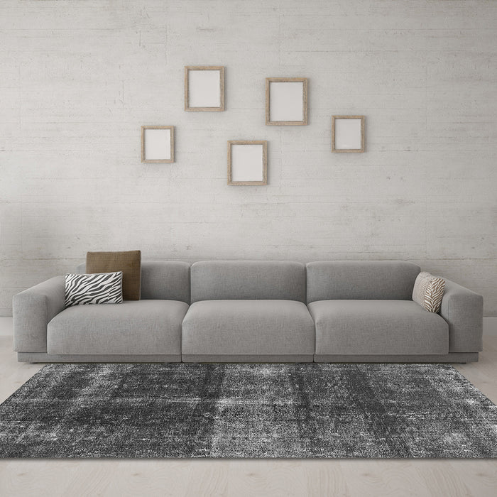 Machine Washable Oriental Gray Industrial Rug in a Living Room,, wshurb2201gry
