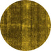 Round Oriental Yellow Industrial Rug, urb2201yw