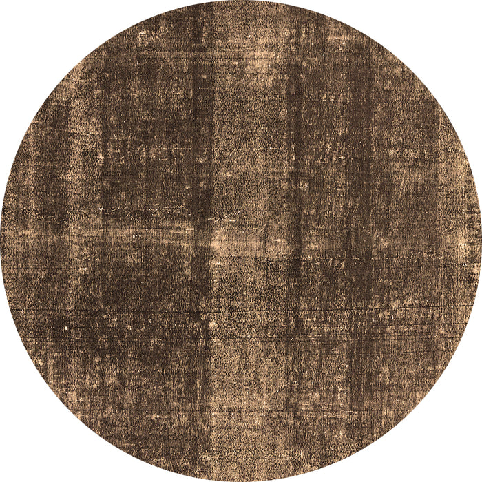 Round Machine Washable Oriental Brown Industrial Rug, wshurb2201brn