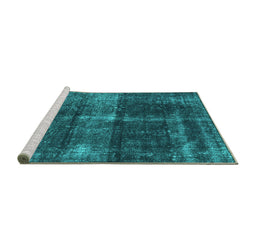 Sideview of Machine Washable Oriental Turquoise Industrial Area Rugs, wshurb2201turq