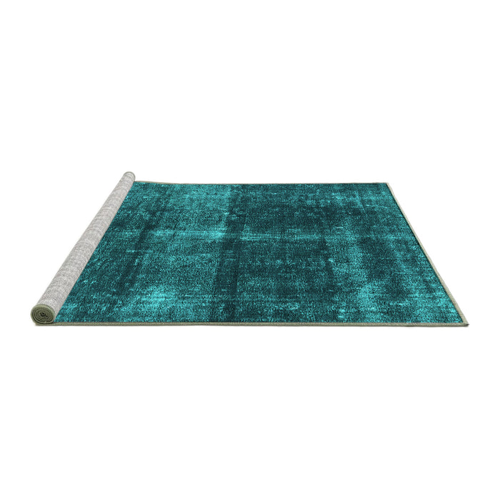 Sideview of Machine Washable Oriental Turquoise Industrial Area Rugs, wshurb2201turq